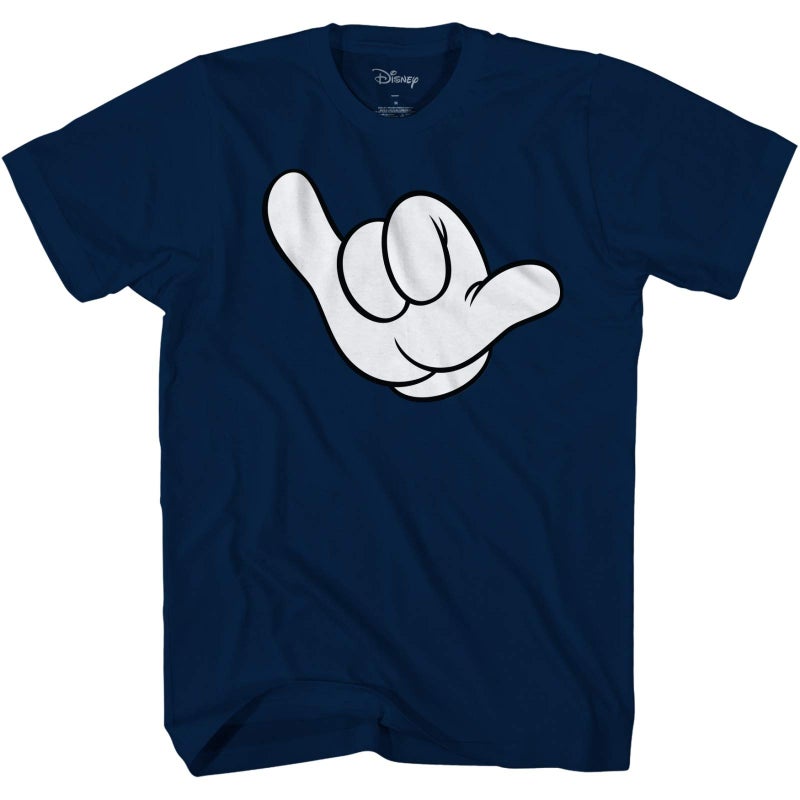 Disney Mickey Mouse Hang Loose Hand Classic Vintage Licensed Adult Men's Graphic T-Shirt (Navy, 2X-Large Tall) - Image 3