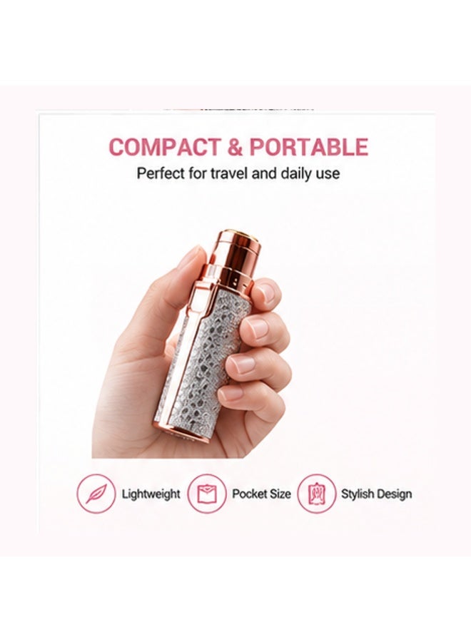 جهاز  HX-201 لتشذيب الحواجب وحلاقة شعر الوجه للنساء 2 في 1 مع رأسين قابلين للتبديل وكابل USB، ذهبي وردي وفضي، طقم واحد - Image 5