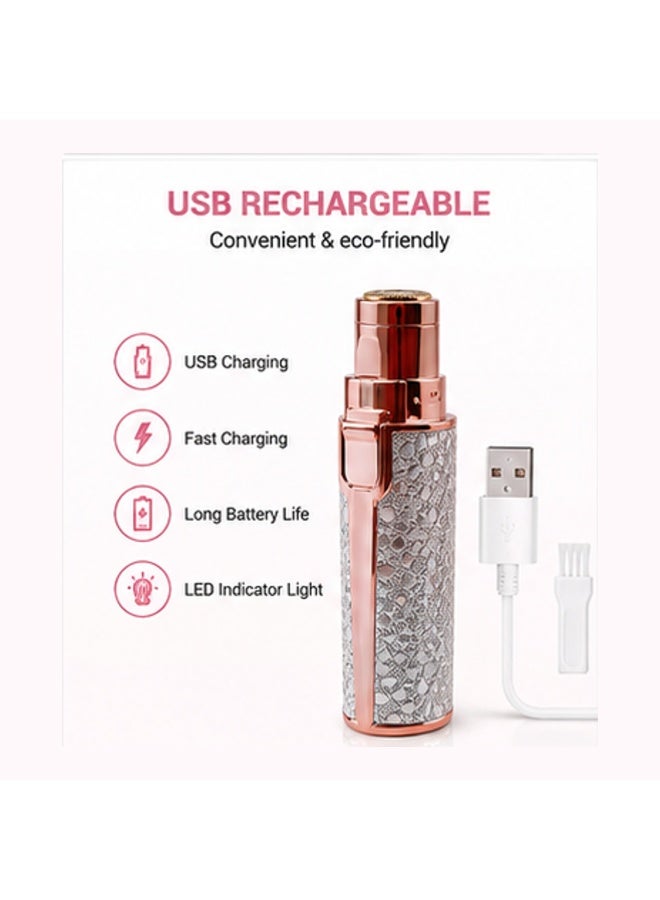 جهاز  HX-201 لتشذيب الحواجب وحلاقة شعر الوجه للنساء 2 في 1 مع رأسين قابلين للتبديل وكابل USB، ذهبي وردي وفضي، طقم واحد - Image 4