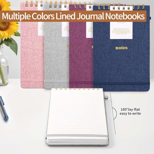 TSFPapier A5 Top Spiral Notebook – Hardcover Journal 160 Pages 100 GSM Thick Paper With Elastic Band & Pen Holder Steno Pads College Ruled Writing Notebooks for Work School Travel purplish-red - Image 5