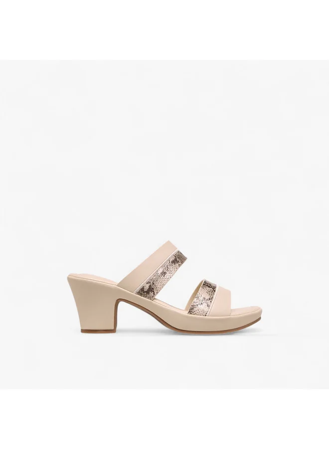 Flora Bella By Shoexpress Women Textured Slip-On Sandals with Block Heels