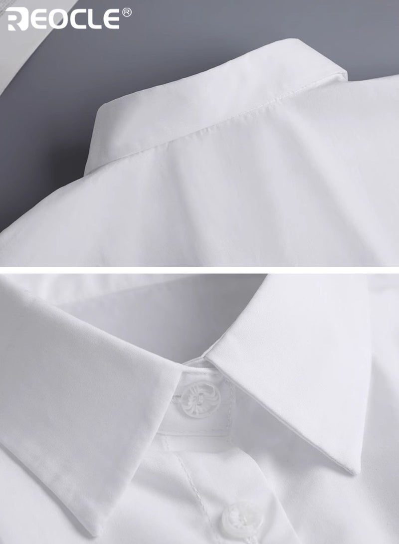 REOCLE Women's Detachable Collar Crisp Minimalist Collar Extender Button-Front Structured Design for Office & Daily Outfit Layering - Image 5