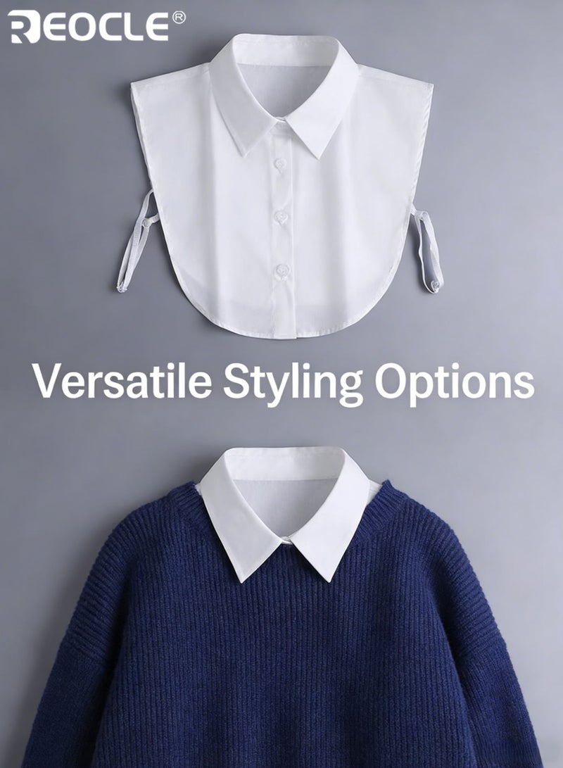 REOCLE Women's Detachable Collar Crisp Minimalist Collar Extender Button-Front Structured Design for Office & Daily Outfit Layering - Image 4