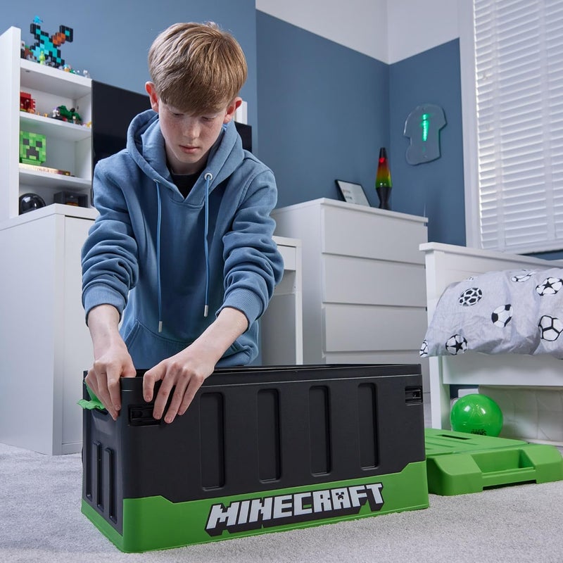 Numskull Minecraft 2in1 Toy Storage Box  Folding Chair  Gaming Accessory Organizer with lid and handles for Family Rooms Official Minecraft Merchandise - Image 4