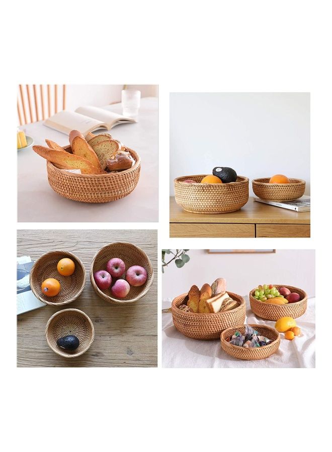 3-Piece Rattan Woven Serving Baskets Brown 25.8, 22.8, 19.7cm - Image 5