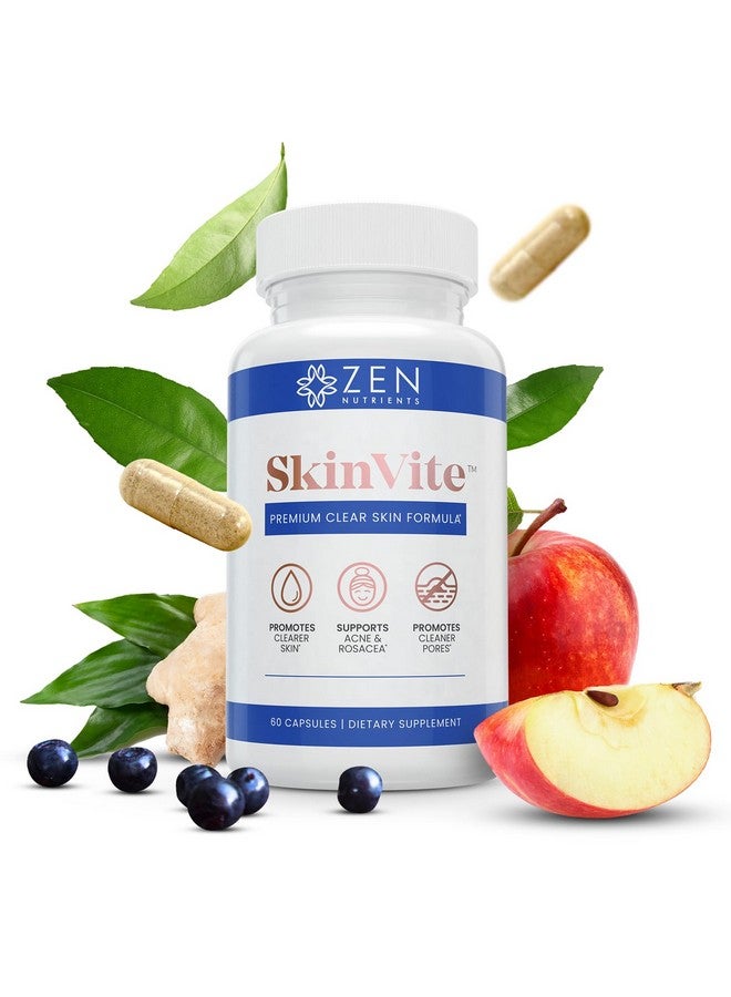 Zen Nutrients Zen Nutrients SkinVite Natural Skin Supplement for Women and Men - Clear Skin Support Supplement and Detoxifying Vitamin for Clear Skin, Acne and Digestion Support  - Image 1