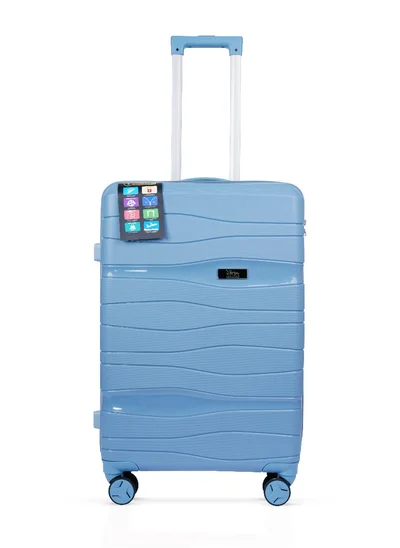 MNUK Viajero Check-in Luggage- 24 Inch | PP Material Hard-side Smooth and comfortable Luggage Trolley with TSA Lock | Double 360° 4 Wheeler| Medium- Blue