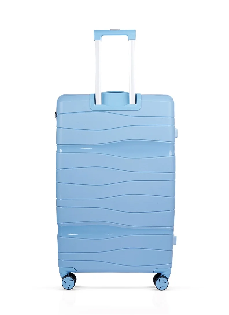 MNUK Viajero Check-in Luggage- 24 Inch | PP Material Hard-side Smooth and comfortable Luggage Trolley with TSA Lock | Double 360° 4 Wheeler| Medium- Blue