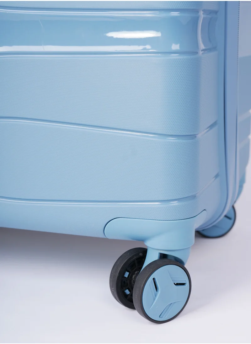 MNUK Viajero Check-in Luggage- 24 Inch | PP Material Hard-side Smooth and comfortable Luggage Trolley with TSA Lock | Double 360° 4 Wheeler| Medium- Blue