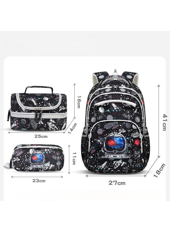 3PCS Kids School Backpack 6-12 Years Large Capacity Waterproof Lightweight Spine-Protective Reflective Wear-Resistant Breathable School Supplies - Image 2