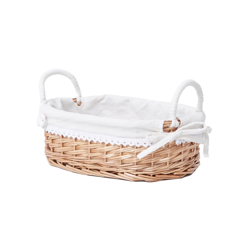 SHCMSADO Wicker Bread Basket with Removable White Linerï¼ŒServing Bread Basket For Kitchen Counter With Handleï¼Œ12.6X8.4X3.94 Inches. - Image 1