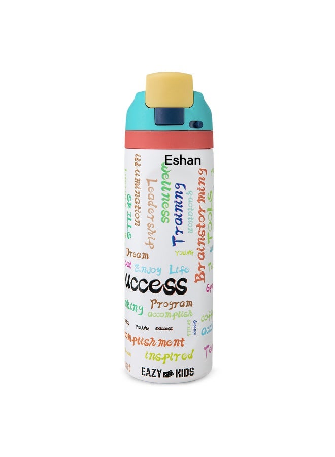 Eazy Kids Personalized Stainless Steel Water Bottle w/ Straw and Spout 710mL Success - Image 1