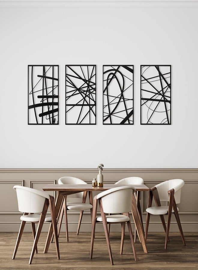 Art3dwallpanels Black Abstract Wall Art, Metal Single Line Art Wall Decor, 3D Textured Sculptures, Modern Decor for Living Room Bedroom Bathroom Study, 17'' x 12'', 4 Pack - Image 5