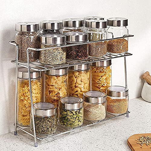 CR18 COLLECTION Spice Rack Stainless Steel 2 Layer Corner Rack Shelf & Big Size Kitchens Stainless Steel V Shape Cup Stand Pieces Coffee & Tea Mug Holder | 12 Hooks for Cups & Mugs (Combo) - Image 2
