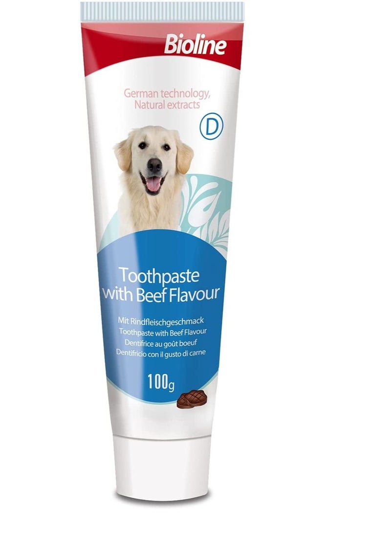 Bioline معجون أسنان الكلاب بيول لاين بنكهة اللحم 100 جرام - Image 1