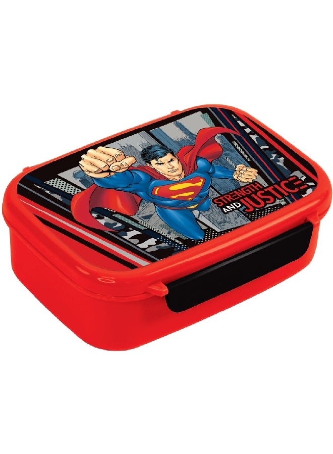 DC Superman Rectangular Lunch Box for Kids Red and Black 765 ml FKA-02258