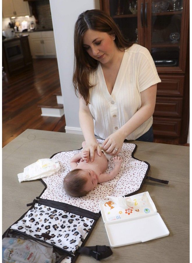 Nuby Portable Baby Changing Pad Station Quick Wipe Clean Changing Mat With Builtin Pillow Floral Print - Image 4