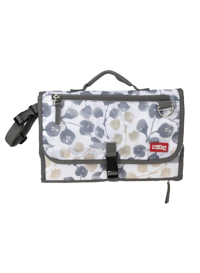 Nuby Portable Baby Changing Pad Station Quick Wipe Clean Changing Mat With Builtin Pillow Floral Print - Image 1