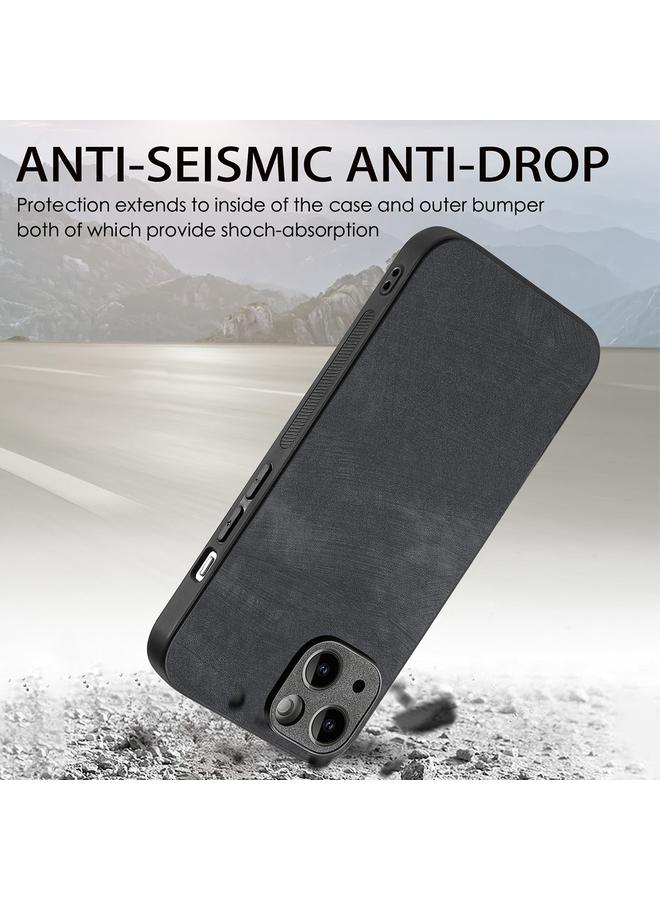 erorex For Iphone 15 Retro Leather Skin Pc Phone Case With High Aluminum-Silicon Glass Film(Purple) - Image 3