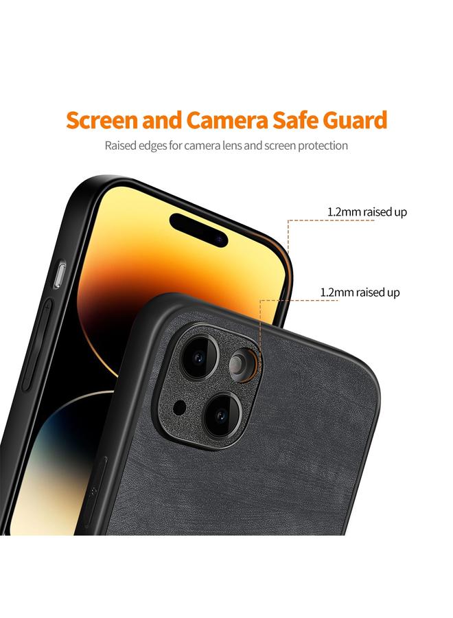 erorex For Iphone 15 Retro Leather Skin Pc Phone Case With High Aluminum-Silicon Glass Film(Purple) - Image 5