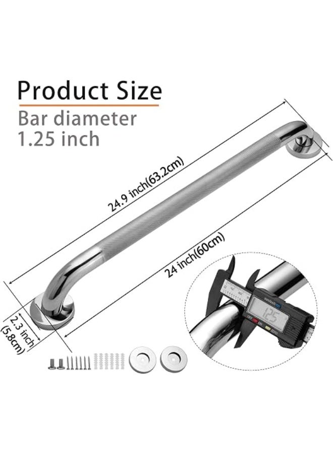 Rockgoya Shower Grab Bar, 2 Pack 24 Inch Bathroom Grab Bar, 304 Stainless Steel 1.25" Diameter Anti-Slip Handicap Grab Bar Support Shower Rail Senior Handrail Shower Safety Bar Handle - Image 2