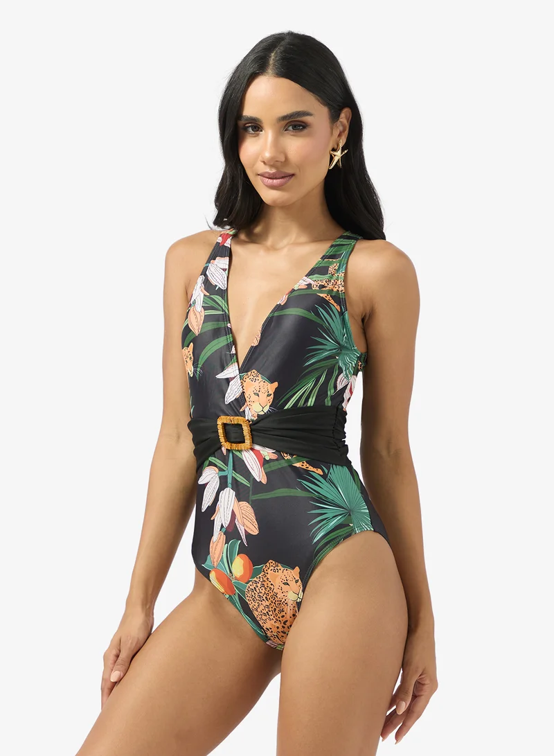 ELLA Printed Swimsuit With Beach Sarong