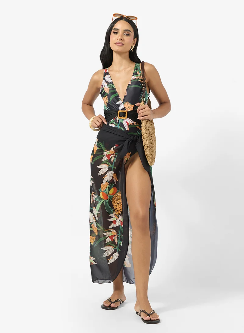 ELLA Printed Swimsuit With Beach Sarong