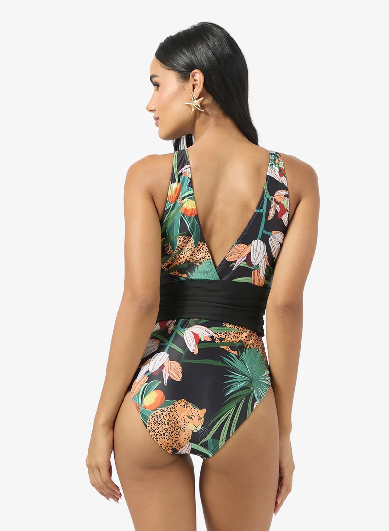 ELLA Printed Swimsuit With Beach Sarong