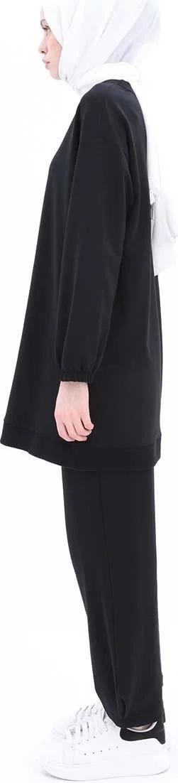 Allday Black-Scallop Garnished Trouser Suit