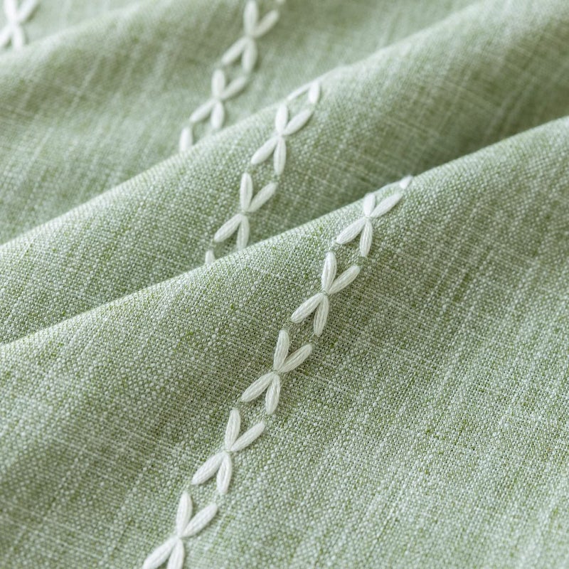 Deeprove ستارة Deeprove Green Boho 72 بوصة طويلة لغرفة نوم غرفة المعيشة الكتان القطن خطوط مرجح خطوط التطريز شبه Breapian Farmian Farmhous - Image 2