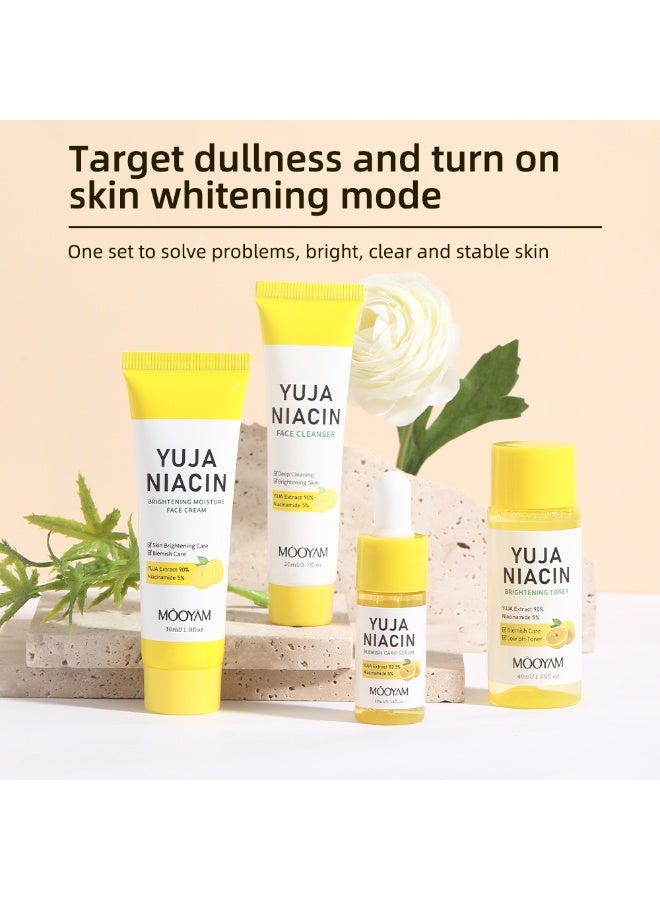 MOOYAM Yuja Niacin 30 Day Brightening Starter Set (Toner 40ml + Serum 10ml + Face Cream 30ml + Face Cleanser 20ml)  - Image 2