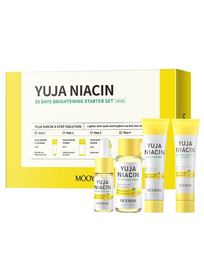 MOOYAM Yuja Niacin 30 Day Brightening Starter Set (Toner 40ml + Serum 10ml + Face Cream 30ml + Face Cleanser 20ml)  - Image 1