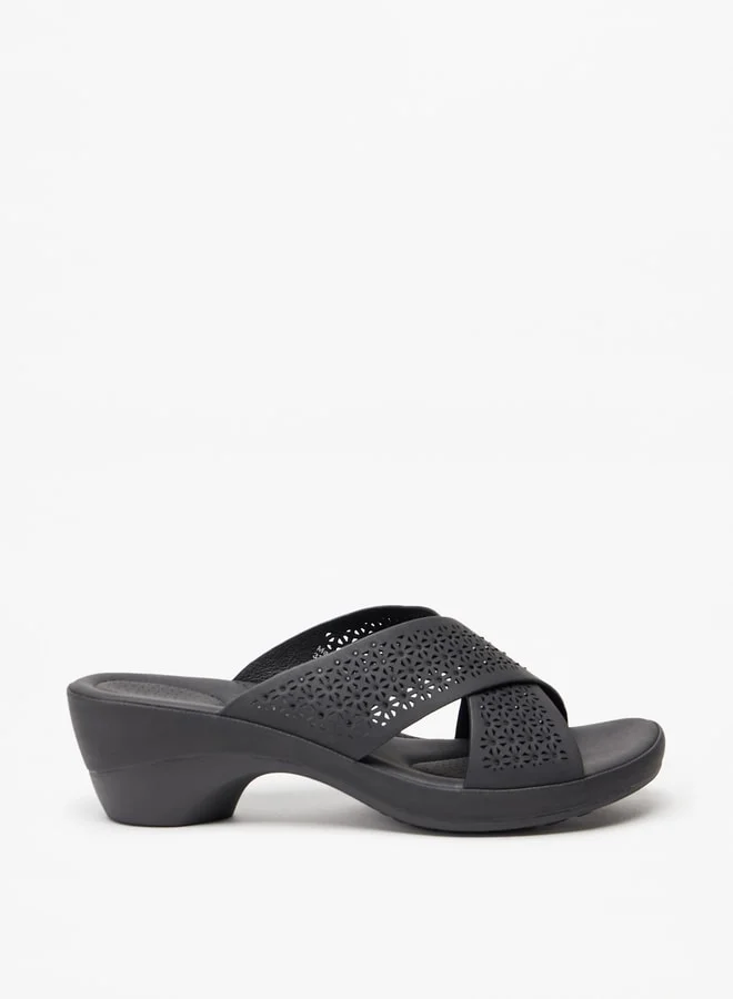 Le Confort Women's Laser Cut Detail Slip-On Cross Strap Sandals