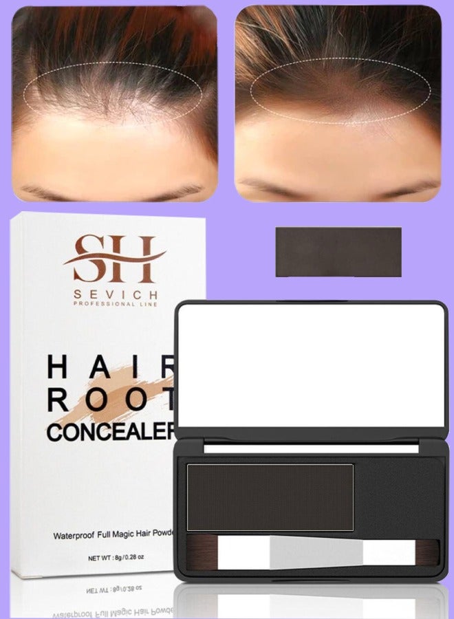 Sevich Hair Root Concealer Waterproof Full Magic Hair Powder for Hair Root Hair Color Shadow Cover Grey Hair Root Hair Touch Up Thin Hair Powder Hair Shadow Cover Powder Dark Brown 8g - Image 1