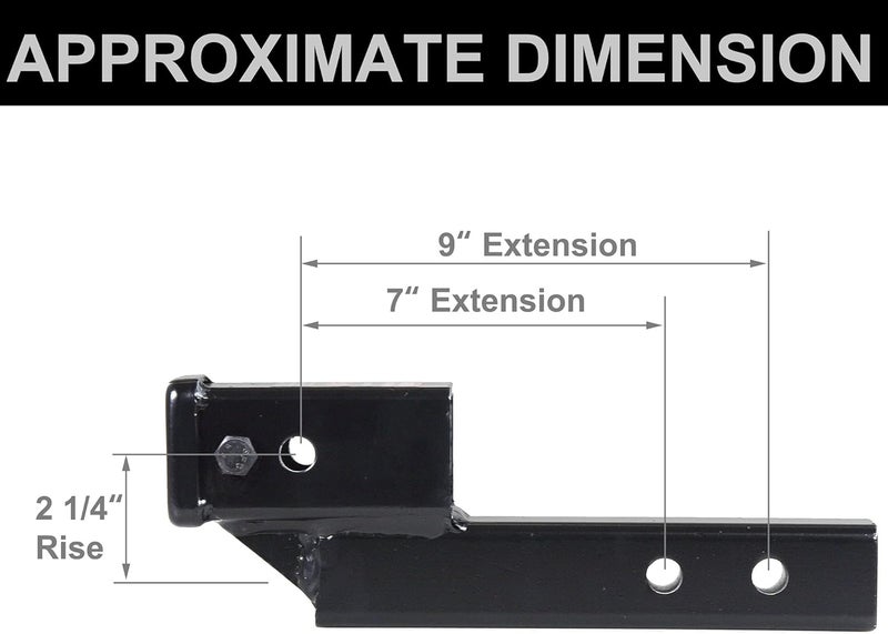 REYSUN 864121 Trailer Hitch Riser with 2.25 Inch Rise/Drop for 2 Inch Receiver Hitch Extension - Image 4