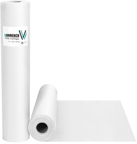Vanhench White Wrapping Paper 15450 Bulletin Board Poster Paper Roll White Kraft Easel Sketch Paper for Painting Drawing for Kids Christmas Gift Arts  Crafts Supplies