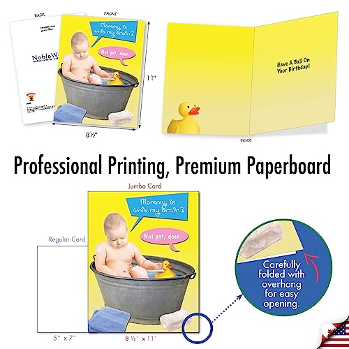 NobleWorks Jumbo Hilarious Birthday Greeting Card 8.5 x 11 Inch with Envelope (1 Pack) Oversize Jumbo Bday My Brain J9697 - Image 3