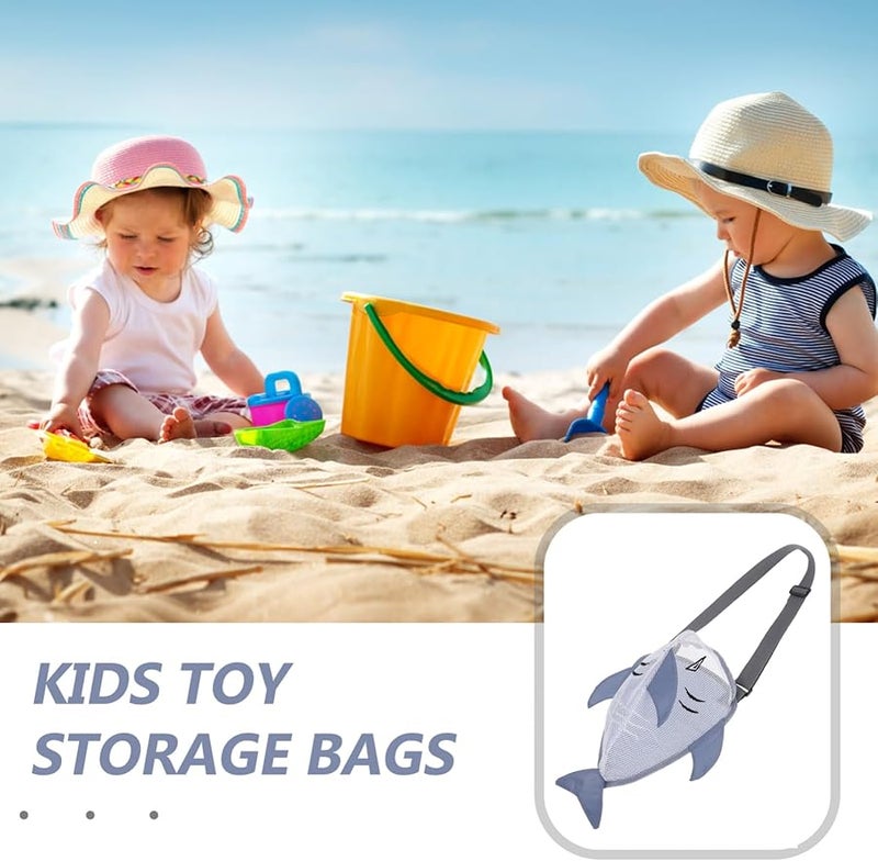 حقيبة شاطئ شبكية من Grey Shark خفيفة الوزن وقابلة للحمل للتخزين للأولاد - Image 3