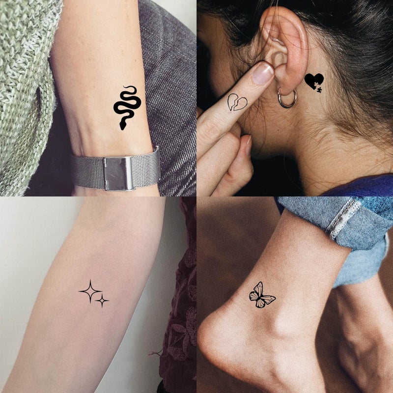 JOEHAPY 28 Sheets 504 PCS Tiny Small Temporary Tattoos For Women Men Finger Hands, Cartoon Bohemia Fake Tattoo Stickers For Kids Boys Girls, Bulk Cute Black Long Lasting Vintage Tatoos Neck Cholo - Image 2