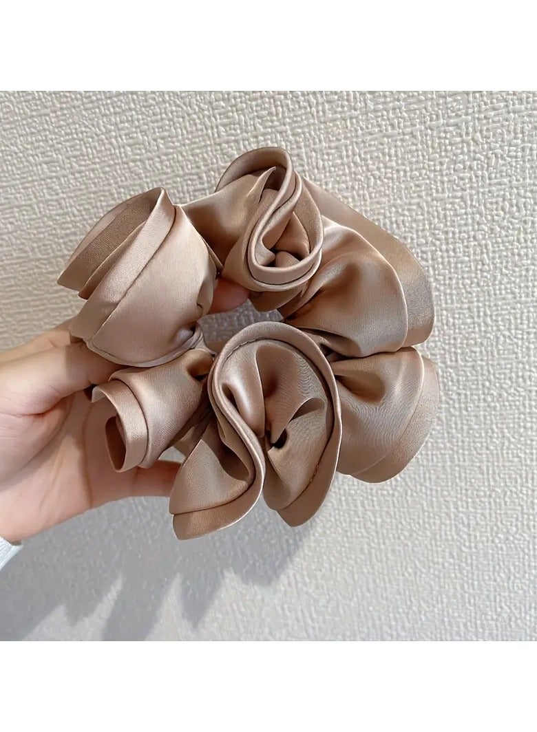Goolsky 1pc French Simulation Silk High-end Hair Rope ins Super Large Wood Ear Bud Flower Bud Satin Hair Ring Large Intestine Circle Temperament Hair Accessories - Image 1