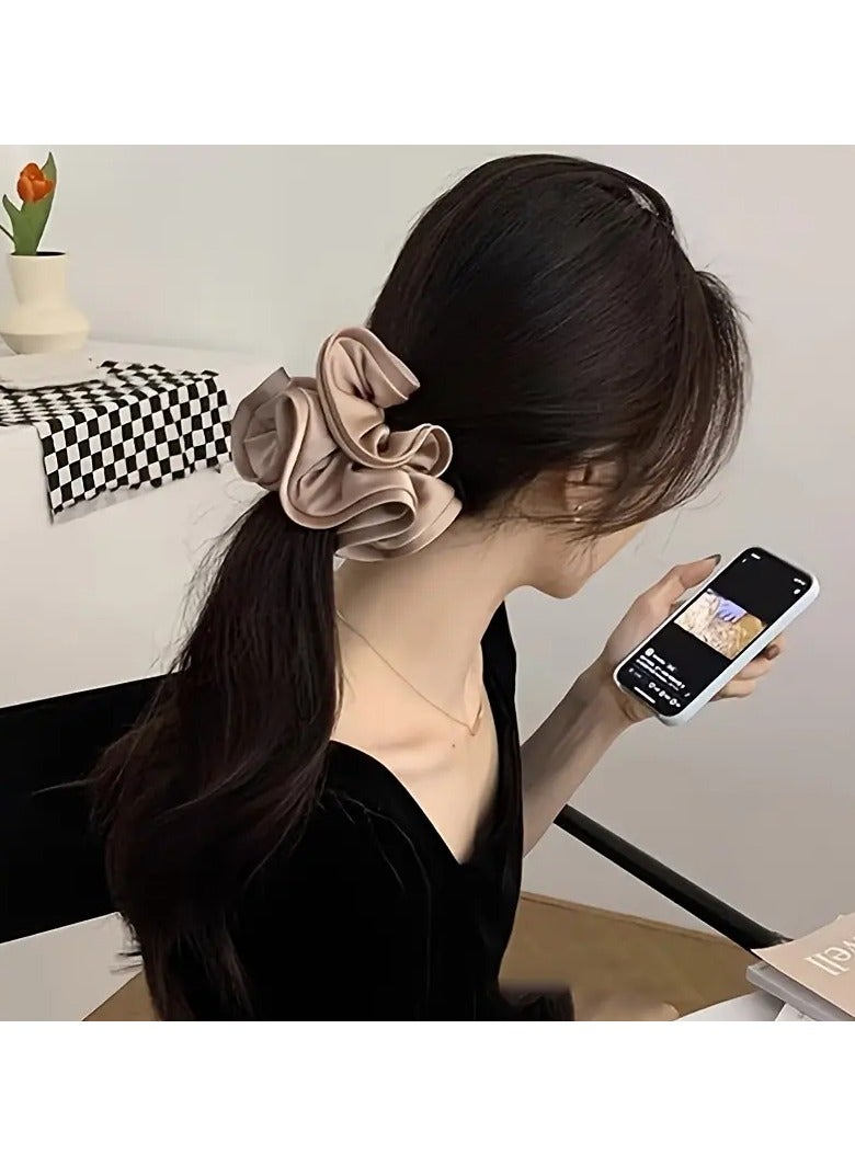 Goolsky 1pc French Simulation Silk High-end Hair Rope ins Super Large Wood Ear Bud Flower Bud Satin Hair Ring Large Intestine Circle Temperament Hair Accessories - Image 2