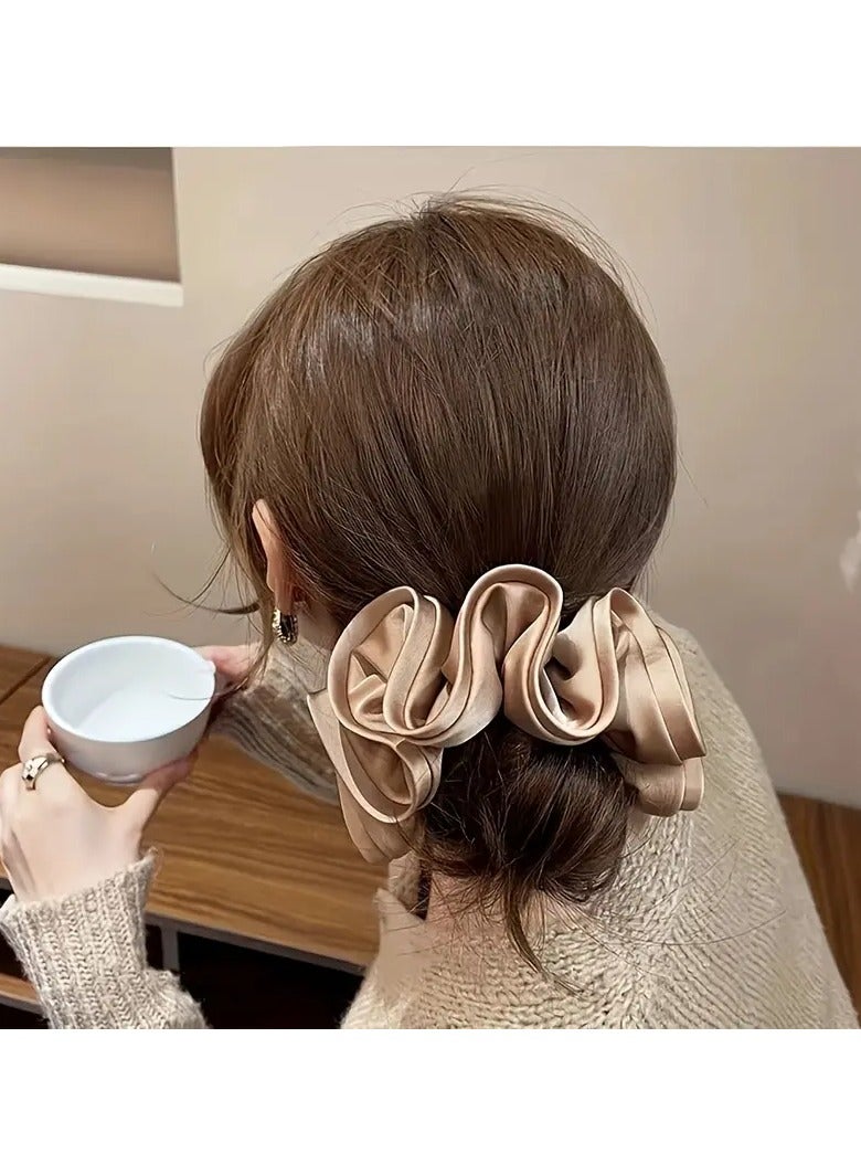 Goolsky 1pc French Simulation Silk High-end Hair Rope ins Super Large Wood Ear Bud Flower Bud Satin Hair Ring Large Intestine Circle Temperament Hair Accessories - Image 3
