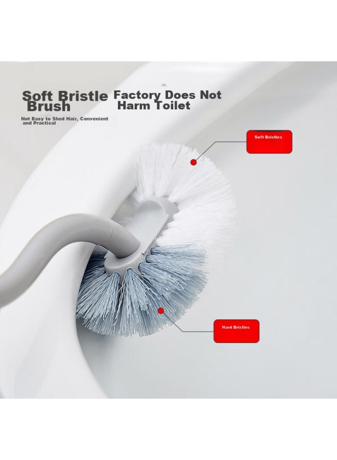 Foojo Toilet Brush, 2-pack, Gray, No Dead Angle, Long Handle, Cleaning Brush, S-shaped Toilet Brush, Wall-mounted - Image 2