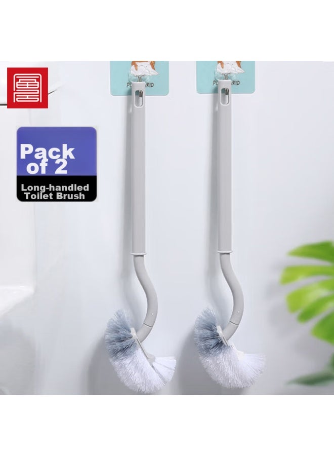 Foojo Toilet Brush, 2-pack, Gray, No Dead Angle, Long Handle, Cleaning Brush, S-shaped Toilet Brush, Wall-mounted - Image 4