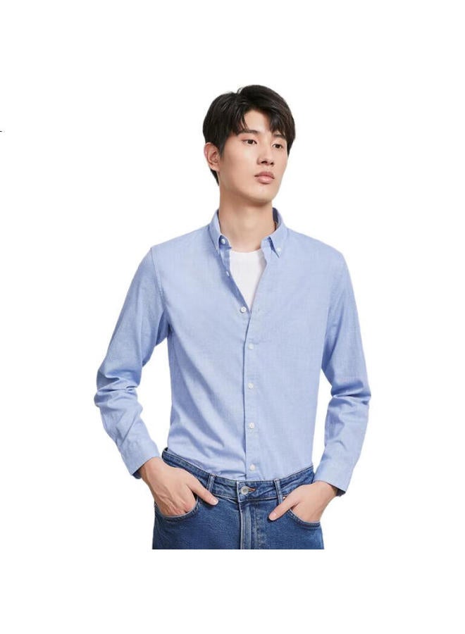 HOdo Men'S Long-Sleeve Shirt, Solid Color, Pure Cotton, Pointed Collar, Button-Down Collar, Casual Shirt - Image 2