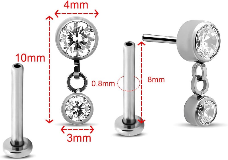 NewkeepsR 20g/18g/16g G23 Titanium Press Fit Threadless Push Pop in Labret Lip Monroe Tragus Earring Stud Piercing - Image 2