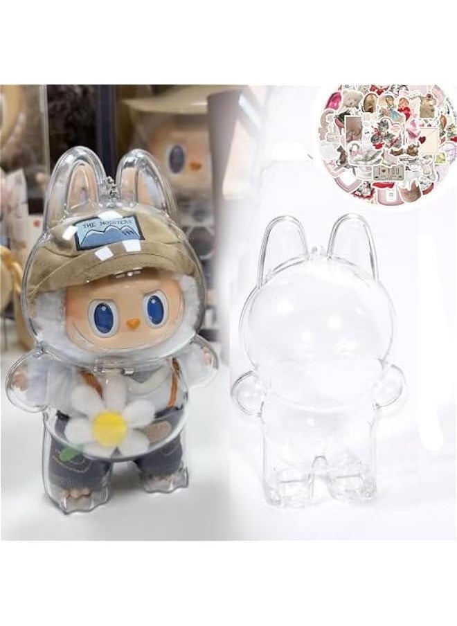 Arabest Protective Case for La bubu Plush Doll Keychain The Monsters Exciting Macaron Protective Acrylic Display Case Clear Cover for Figure Plastic PVC Storage Box (Standing)  - Image 1