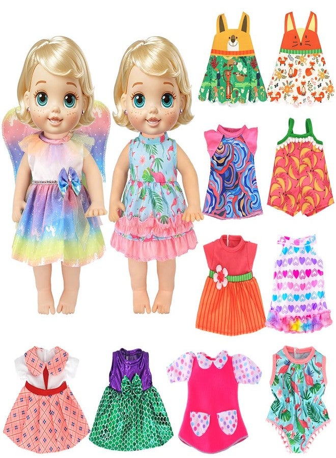 ibayda 12 Set Alive Baby Doll Clothes and Accessories for 10-12 Inch Girl Dolls Outfits Include Cute Jumpsuit Dress, Gift for Kids 3+ Up - Image 3