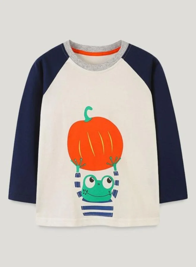 YUNIQEE White Printed Long Sleeve Crew Neck T-Shirt