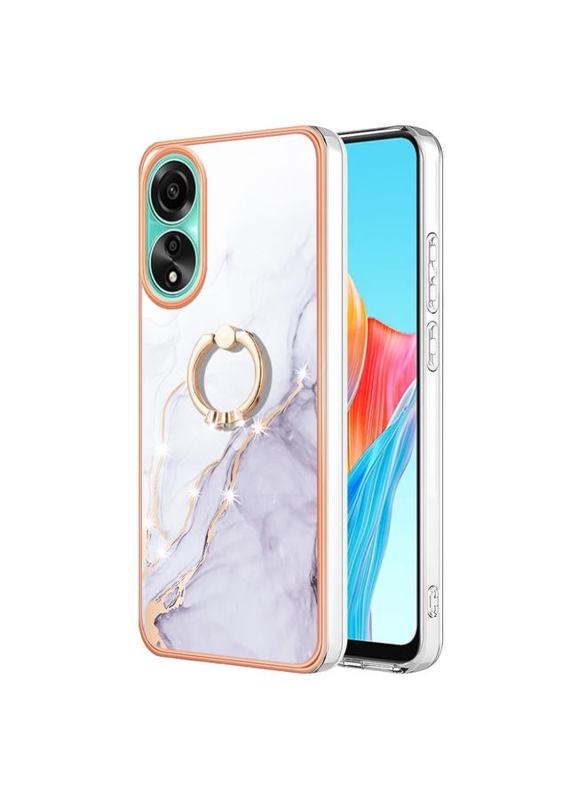 اس-توب جراب لهاتف OPPO A78 4G مطلي بالرخام الكهربائي IMD TPU مع حامل حلقي - Image 1